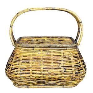 Wicker Picnic Basket Double Handles Bombay Style Vintage